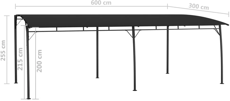 Sodo markizė nuo saulės, antracito spalvos, 6x3x2,55m