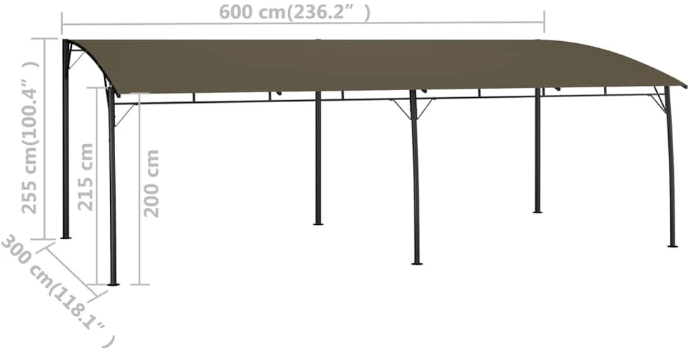 Sodo markizė nuo saulės, taupe spalvos, 6x3x2,55m