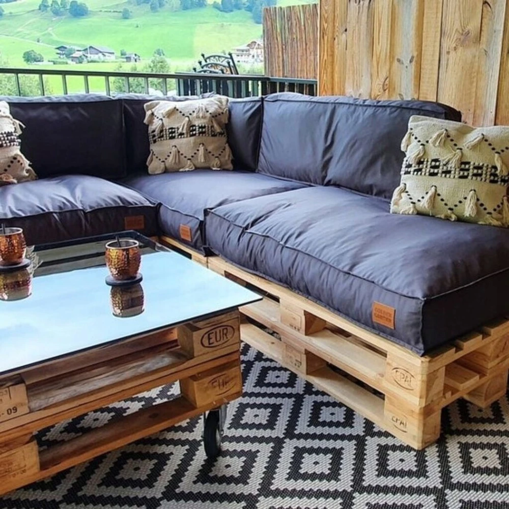 Sodo pagalvių komplektas palečių baldams terasa Granulės 120x80x15 + jaśki
