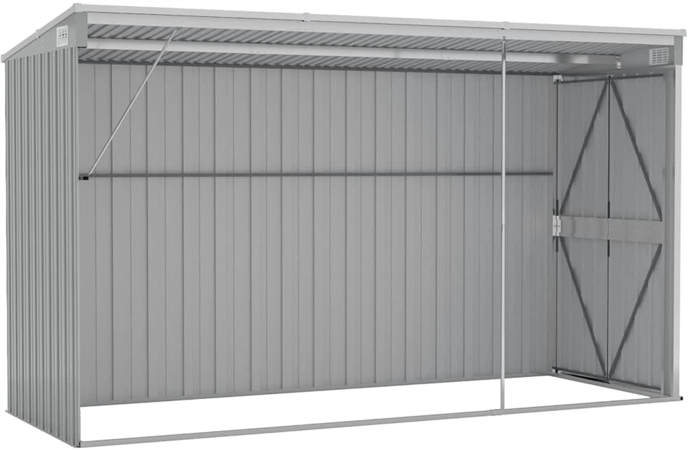 Sodo pašiūrė, pilka, 118x288x178cm, galvanizuotas plienas