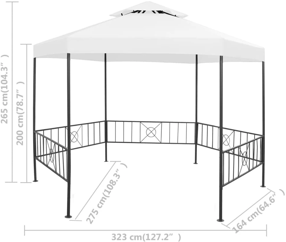 Sodo pavėsinė, baltos spalvos, 323x275x265cm, 180g/m²