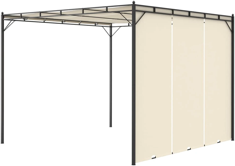 Sodo pavėsinė su šonine užuolaida, kreminės spalvos, 3x3x2,25m
