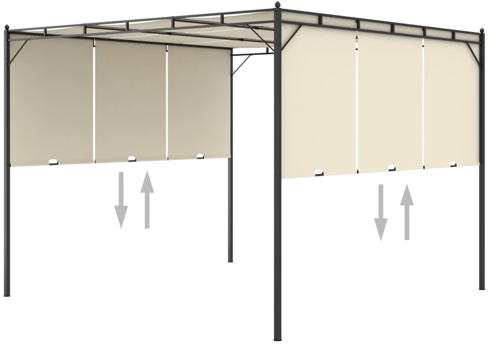 Sodo pavėsinė su šonine užuolaida, kreminės spalvos, 3x3x2,25m