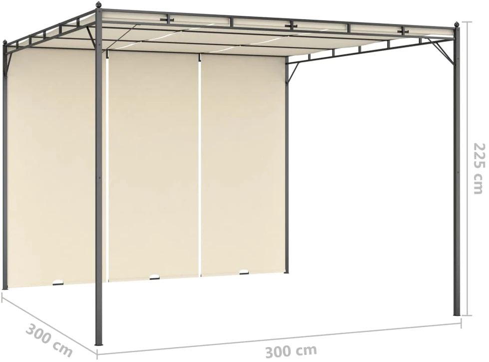 Sodo pavėsinė su šonine užuolaida, kreminės spalvos, 3x3x2,25m