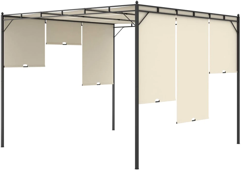 Sodo pavėsinė su šonine užuolaida, kreminės spalvos, 3x3x2,25m