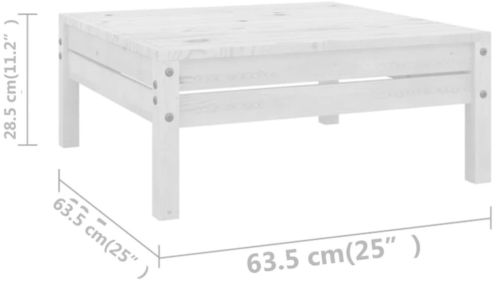 Lauko baldų komplektas Sodo poilsio baldų komplektas, 10 dalių, baltas, pušies masyvas