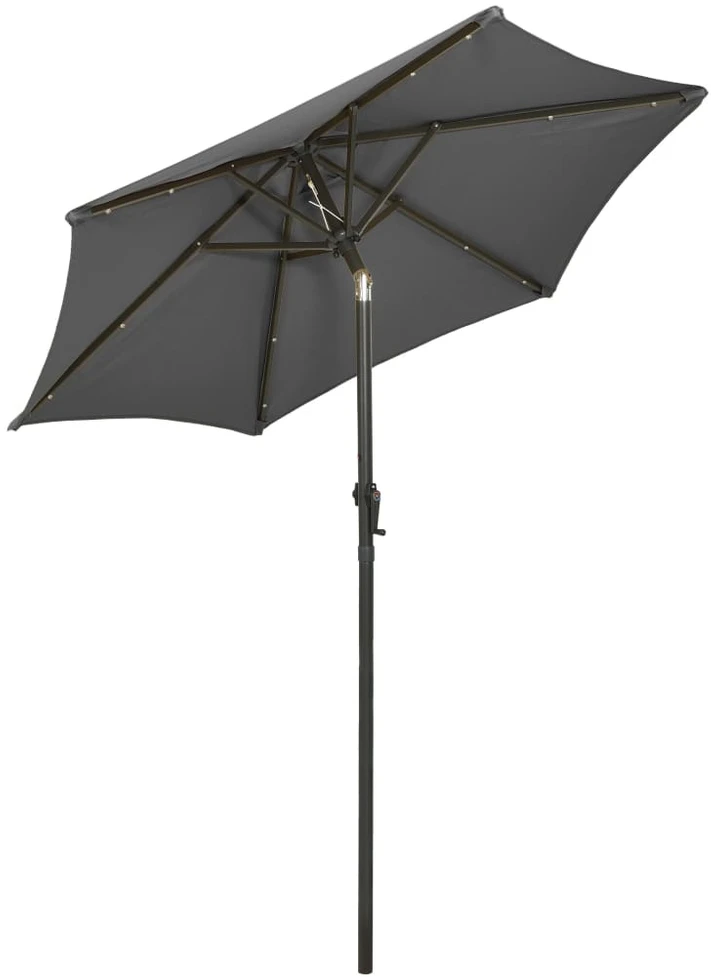 Sodo skėtis nuo saulės su LED, antracito, 200x211cm, aliuminis