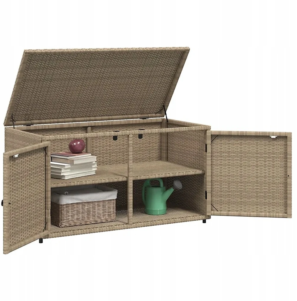 Lauko baldų komplektas Sodo spintelė, smėlio spalvos, 110x55x60,5 cm, polyratanas