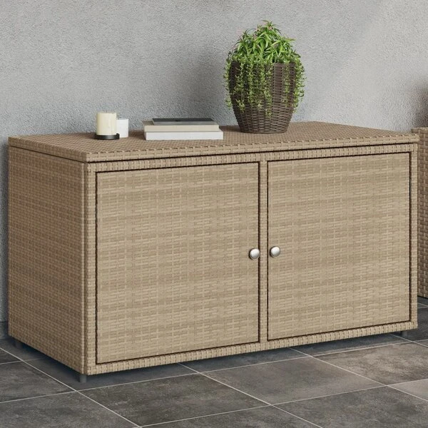 Lauko baldų komplektas Sodo spintelė, smėlio spalvos, 110x55x60,5 cm, polyratanas