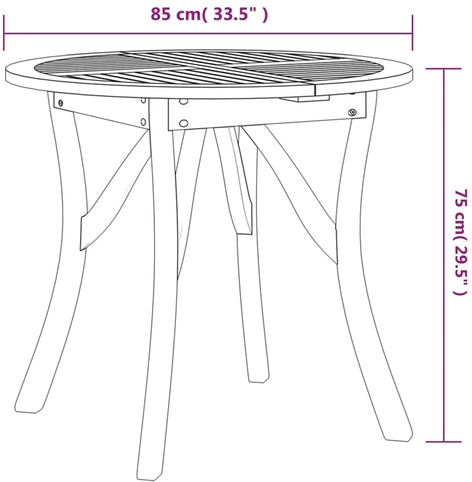 Sodo stalas, 85cm skersmens, akacijos medienos masyvas