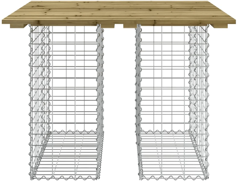 Sodo stalas, gabionų dizainas, 100x102x72 cm, impregnuota pušies mediena