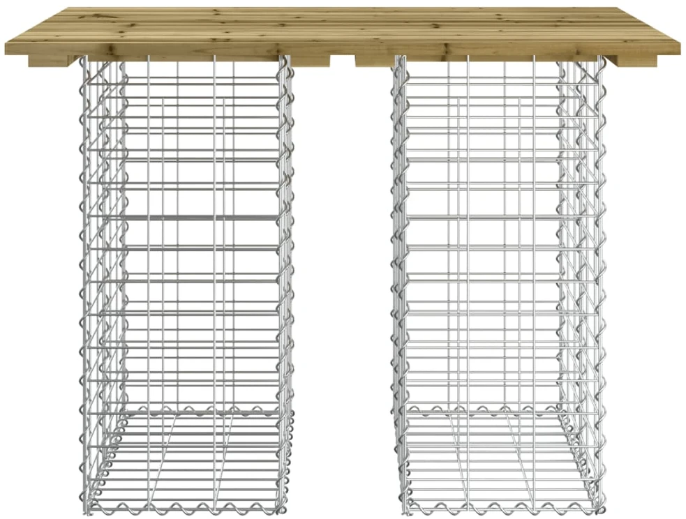 Sodo stalas, gabionų dizainas, 100x70x72 cm, impregnuota pušies mediena