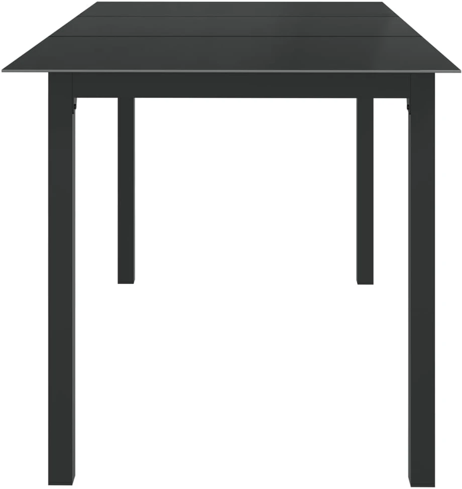Sodo stalas, juodas, 150x90x74cm, aliuminis ir stiklas