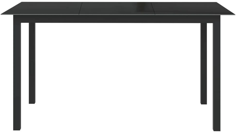 Sodo stalas, juodas, 150x90x74cm, aliuminis ir stiklas