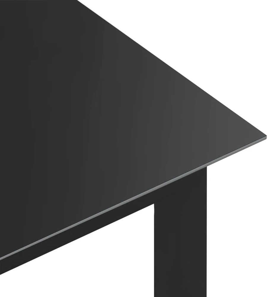 Sodo stalas, juodas, 150x90x74cm, aliuminis ir stiklas