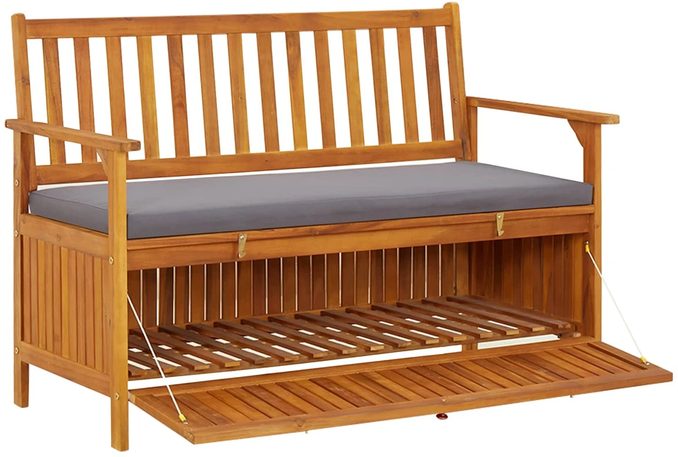 Sodo suoliukas-daiktadėžė, 120cm, akacijos medienos masyvas
