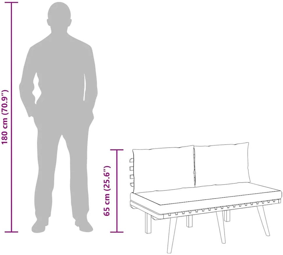 Sodo suoliukas su pagalvėlėmis, 115cm, akacijos masyvas
