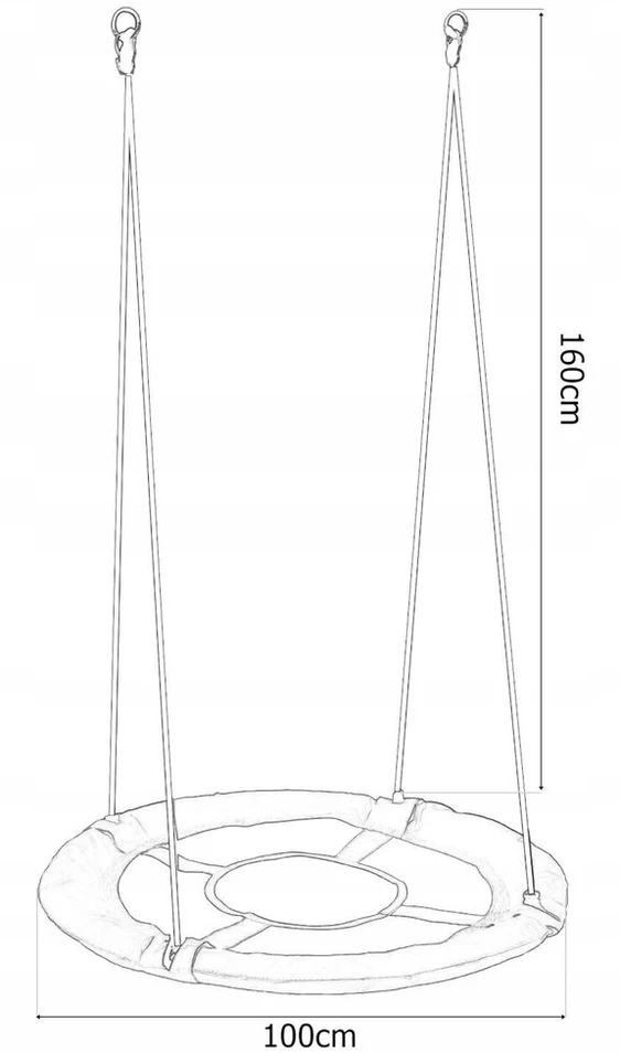 Sodo sūpynės, gandralizdis vaikams, 100 cm, pakabinamos, didelės, tvirtos, xxl