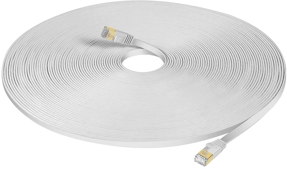 Soeybae lan kabelis 5 m cat 7 tinklo kabelis, cat 7 ethernet kabelis 10 gbps 600 mhz interneto patch kabelis, skirtas komutatoriui, maršrutizatoriui, modemui, patch panelei, kompiuteriui, plonas ir plokščias, baltas