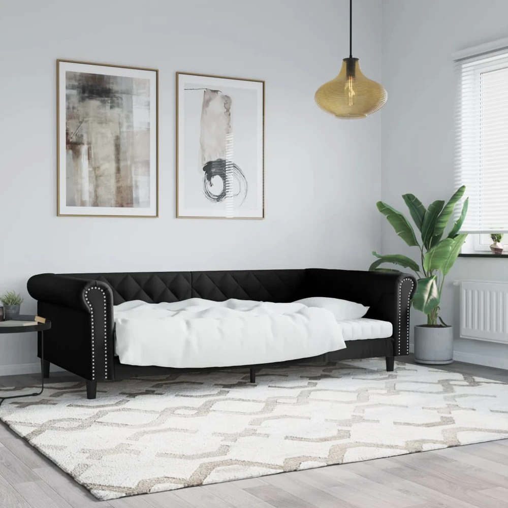 Lova Sofa, juodos spalvos, 100x200cm, dirbtinė oda