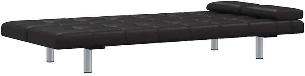 Fotelis Sofa lova su dviem pagalv., dirbtinė oda, reguliuoj., juoda