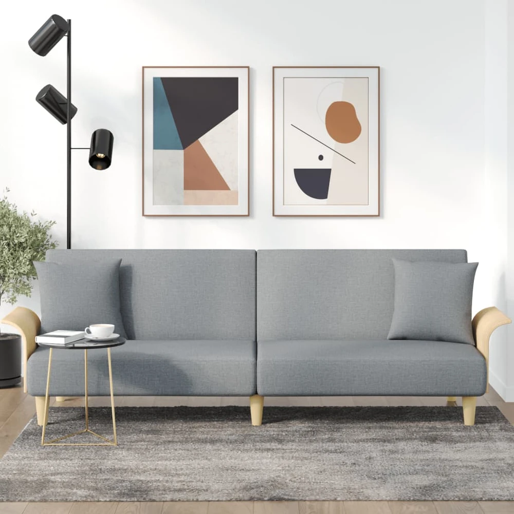 Fotelis Sofa-lova su porankiais, šviesiai pilkos spalvos, audinys