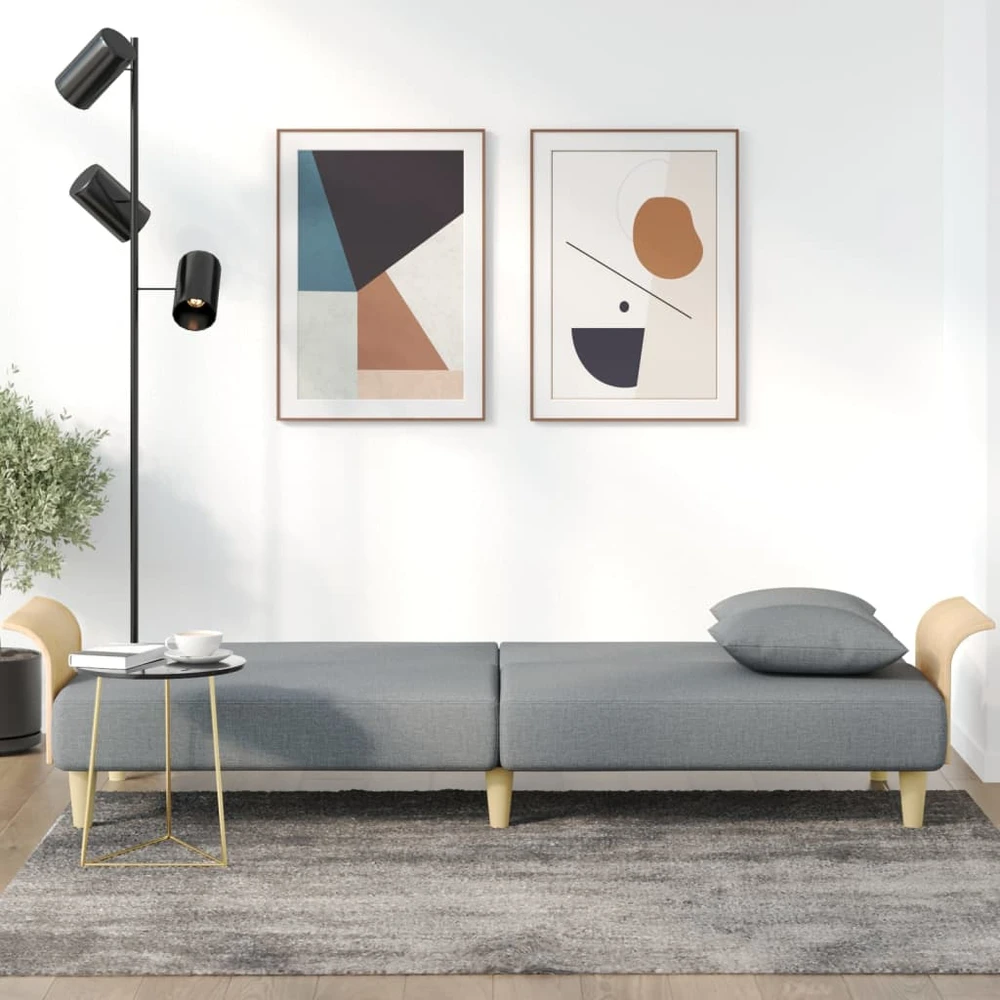 Fotelis Sofa-lova su porankiais, šviesiai pilkos spalvos, audinys