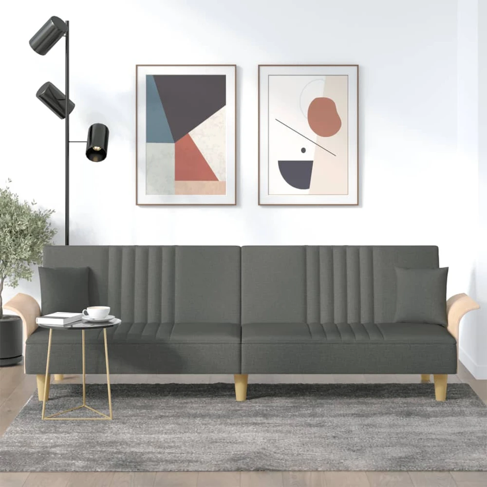 Fotelis Sofa-lova su porankiais, tamsiai pilkos spalvos, audinys