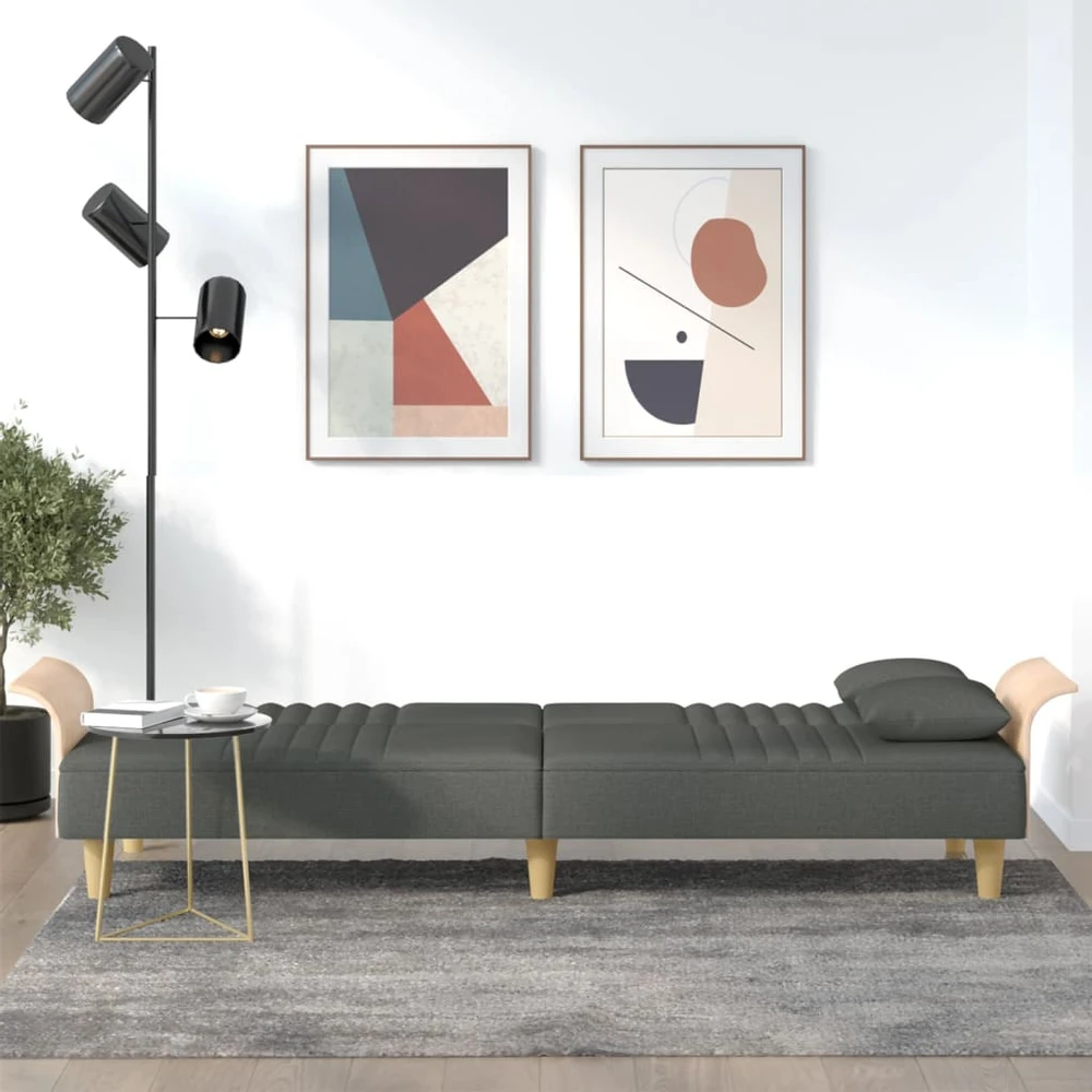 Fotelis Sofa-lova su porankiais, tamsiai pilkos spalvos, audinys