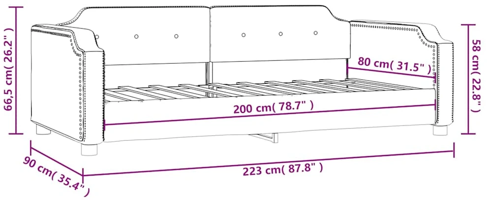 Lova Sofa, tamsiai pilkos spalvos, 80x200cm, audinys