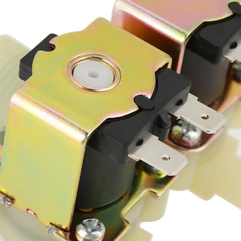 Solenoidinis vožtuvas dn20 g3/4 dc 12v normaliai uždarytas dvigubas 0,02–0,8 mpa normaliai uždarytas dvigubos galvutės vandens įleidimo solenoidinis vožtuvas, skirtas skalbimo mašinai, standartinis