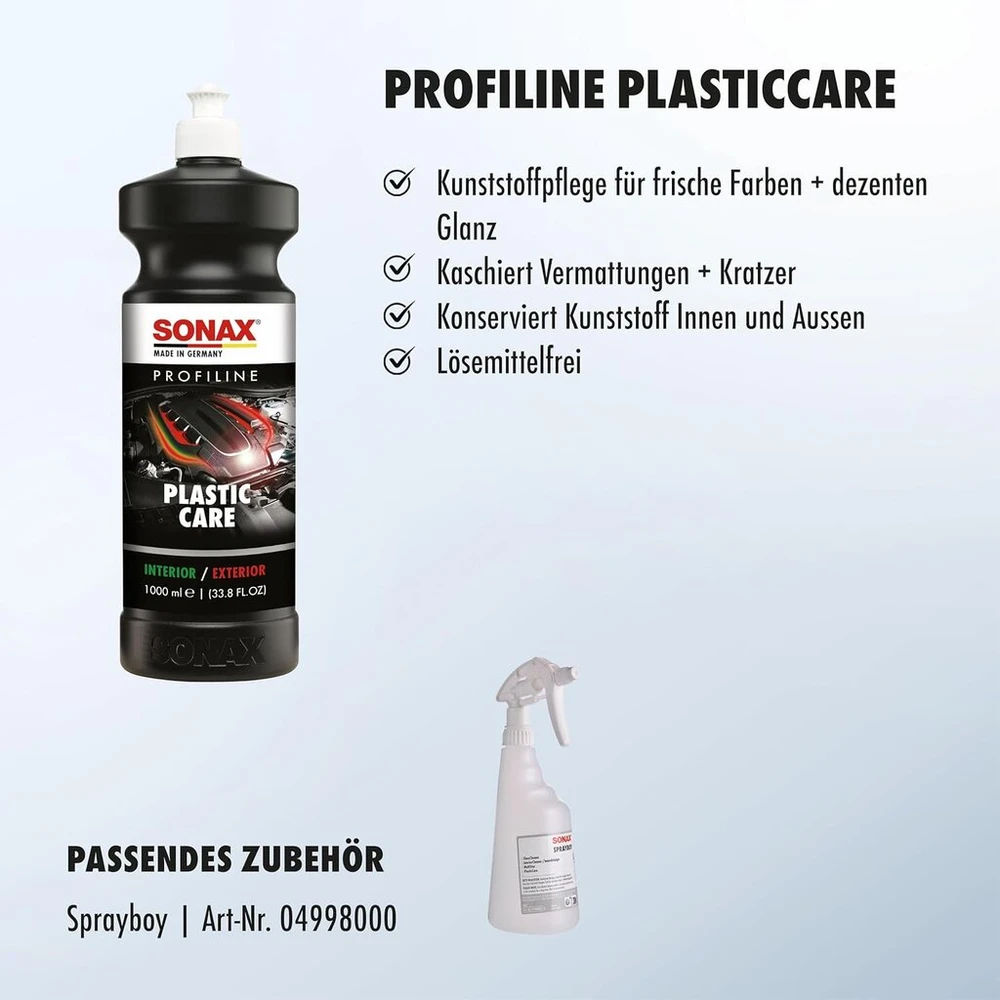 Sonax Profiline Plasticcare 1l: Atnaujina, maitina ir maskuoja įbrėžimus