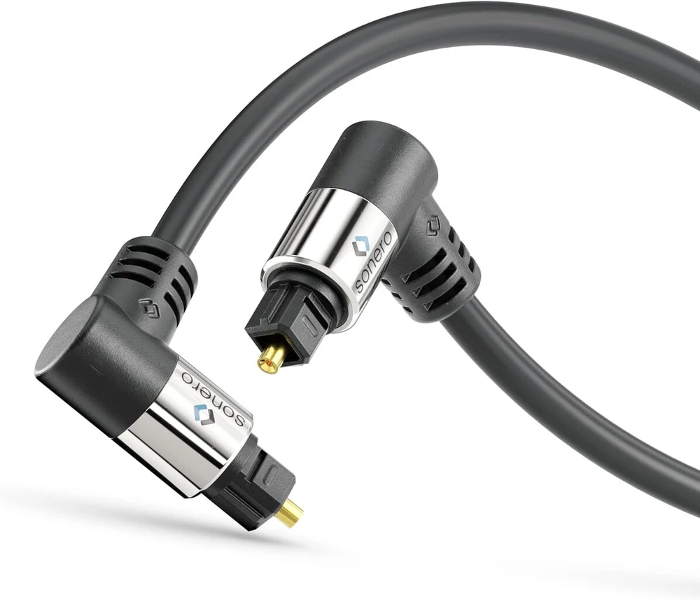 Sonero Premium Optinis Toslink Kabelis 5m, Paauksuoti Jungtys, 2x90°