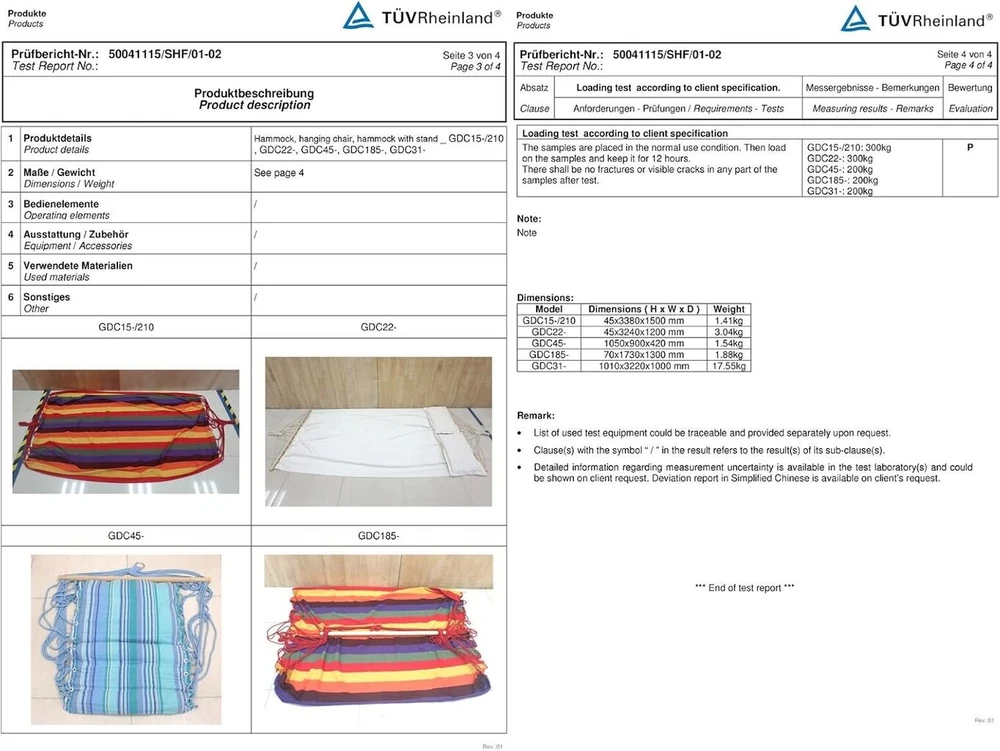 Songmics pakabinamas krėslas, 180 x 125 cm Tüv Rheinland maks. statinė apkrova 200 kg, vidaus ir lauko, vaivorykštės spalvų, Gdc185