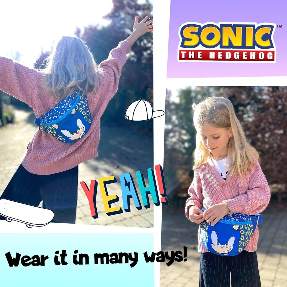 Sonic The Hedgehog juosmens krepšys berniukams, reguliuojamas dirželis, lengvas juokingas juosmens krepšys, kelioninis krepšys vaikams, krepšys per petį su reguliuojamu dirželiu, juosmens krepšys vaikams, mėlynas, 25cm*7, mėlynas, vieneto dydis, juosmuo