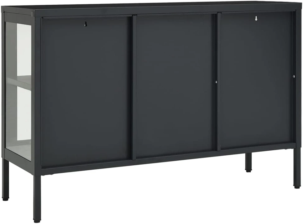 Šoninė spintelė, antracito, 105x35x70cm, plienas ir stiklas