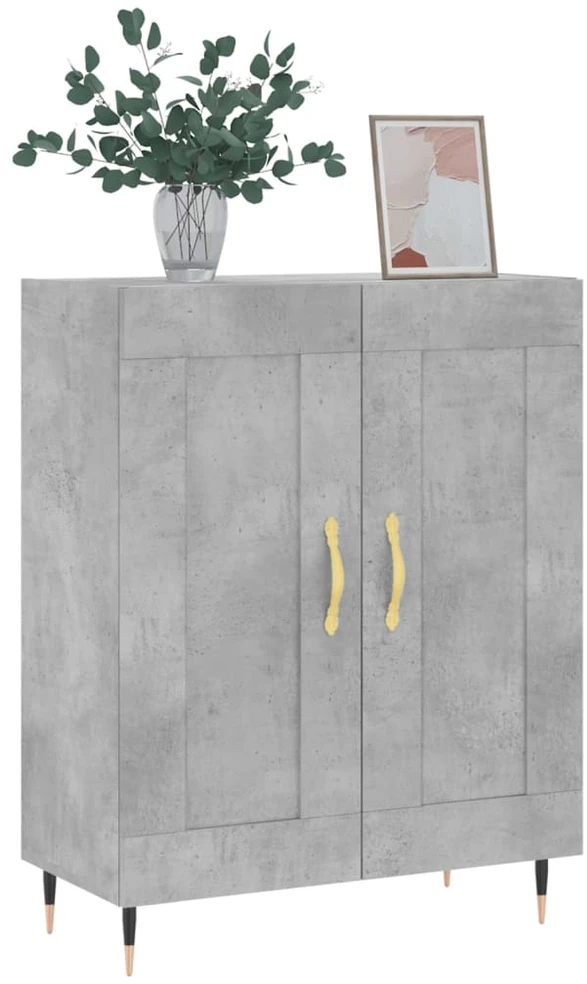 Šoninė spintelė, betono pilka, 69,5x34x90cm, apdirbta mediena