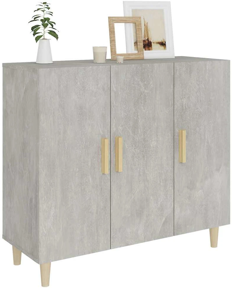 Šoninė spintelė, betono pilka, 90x34x80cm, apdirbta mediena