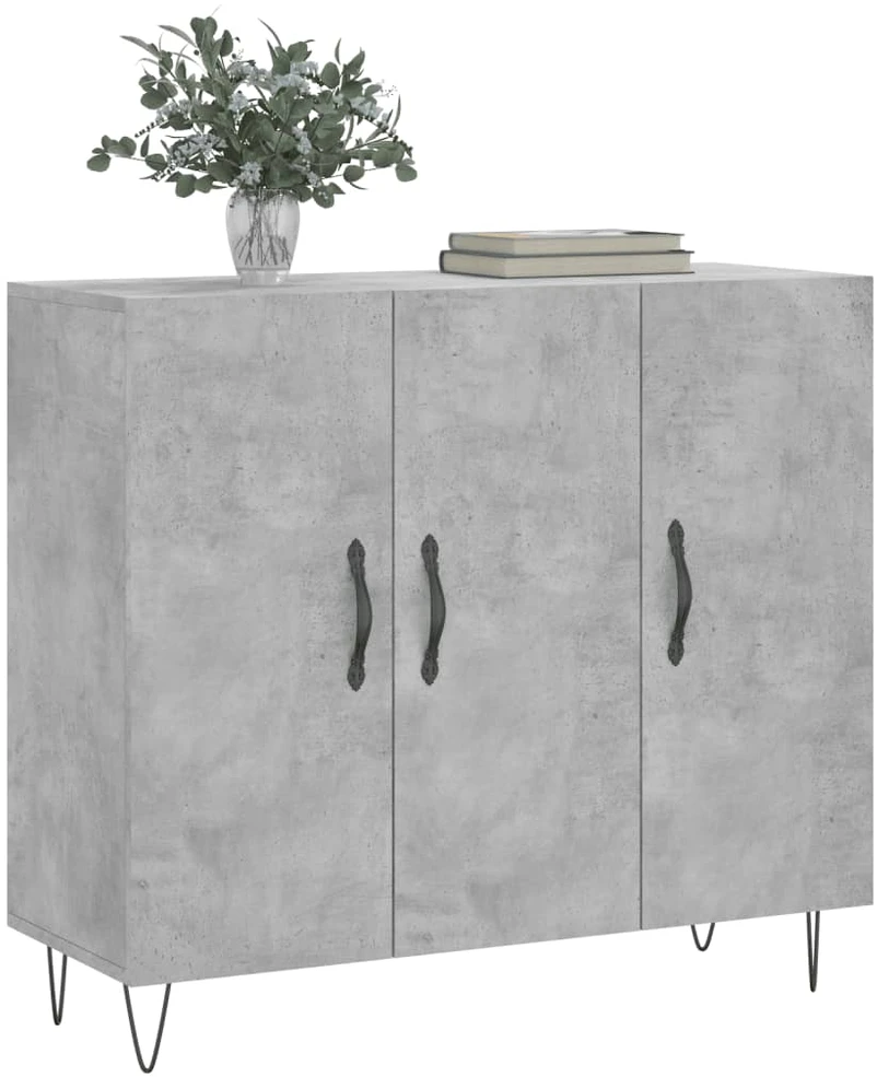 Šoninė spintelė, betono pilka, 90x34x80cm, apdirbta mediena