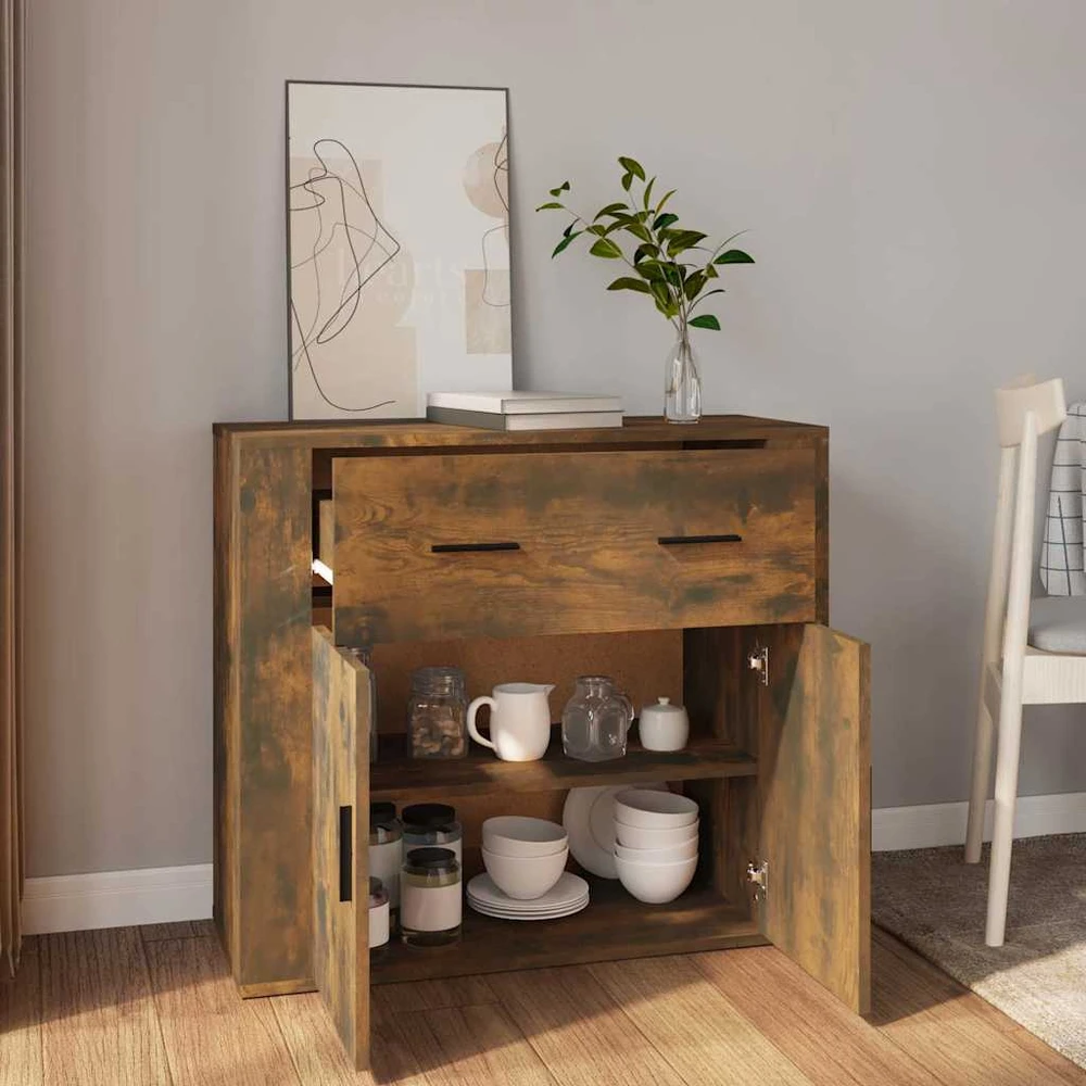 Šoninė spintelė, dūminio ąžuolo, 80x33x70cm, apdirbta mediena