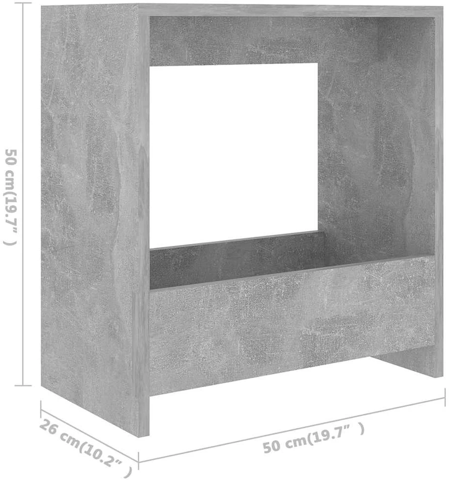 Šoninis staliukas, betono pilkas, 50x26x50cm, apdirbta mediena