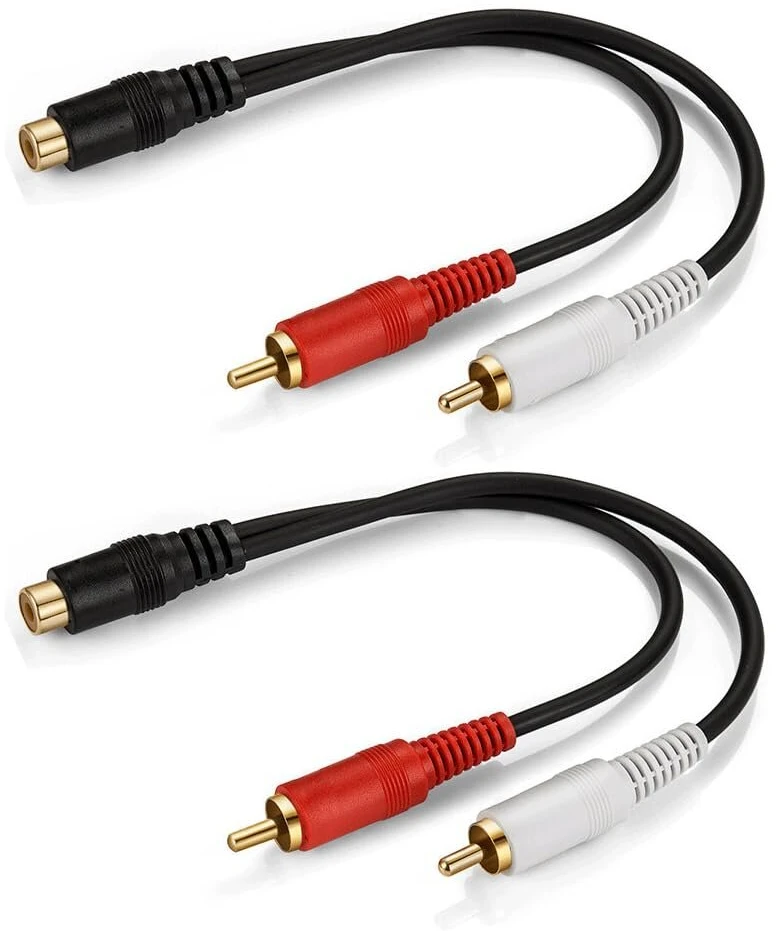 Sooiiyu 3.5 mm female į 2 rca male stereo audio rca į jack adapteris, audio kabelio jack 3.5 mm į rca adapteris, skirtas išmaniesiems telefonams, planšetiniams kompiuteriams, automobilių radijoms, garsiakalbiams, mp3, televizoriams, dvd, 2 vnt.