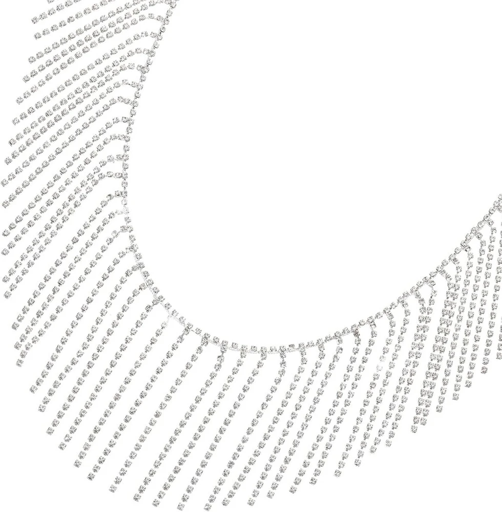 Sourcing map 1 jardas kalnų krištolo kutų apdaila deimantų kristalų kutų apdaila amatams, nuotakos papuošalų dekoracijoms, krepšių dekoravimui, siuvimui, 8 cm pločio