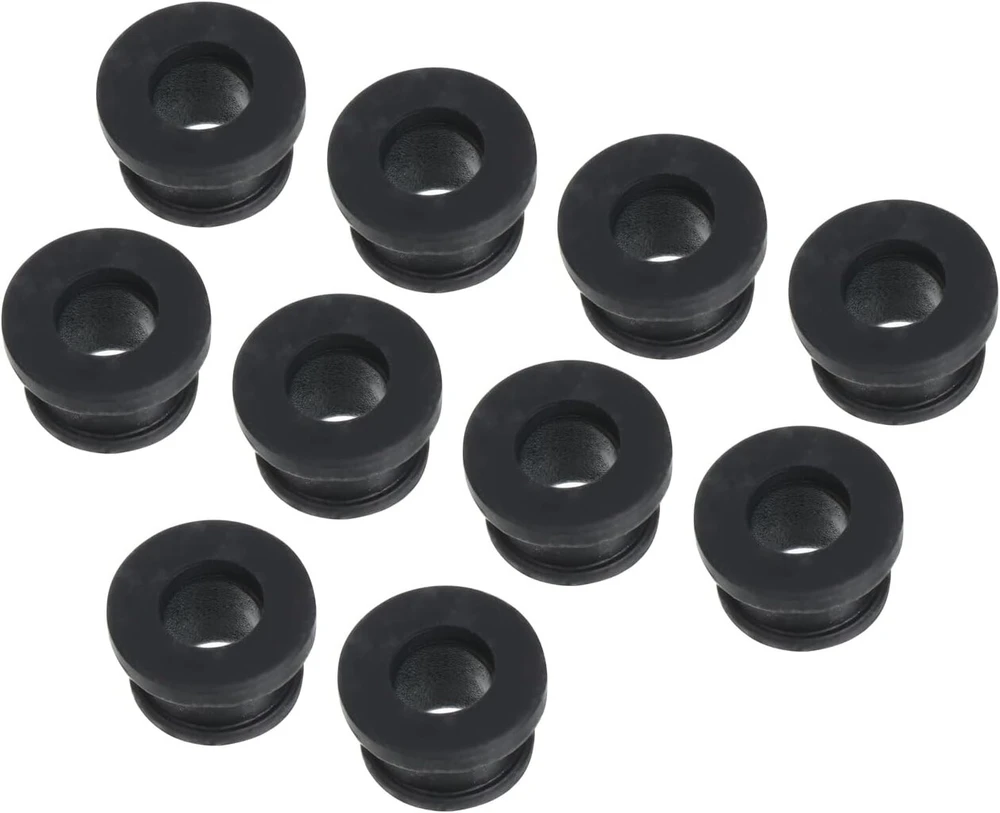 Sourcing map 10 vnt. snap guminis įvorės skylės kamštis 0,55 colio ad 0,28 colio id (14 x 7 x 10 mm) sandariklis atsparus įbrėžimams elektros dėžutės kabelio vamzdžiui juodas