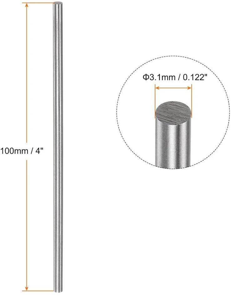 Sourcing map 15vnt. apvalių strypų 3.1mm x 100mm greitapjovio plieno (hss) tekinimo staklių strypai "pasidaryk pats" rankinis įrankis tekinimui, frezavimui, gręžimui ir sriegimui