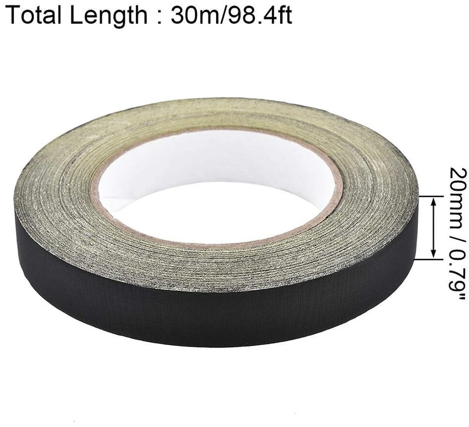 Sourcing map 20 mm acetatinė audinio juosta nešiojamam kompiuteriui automobiliui gitaros remontui aukštos temperatūros juosta juoda 30 m / 98,4 pėdos