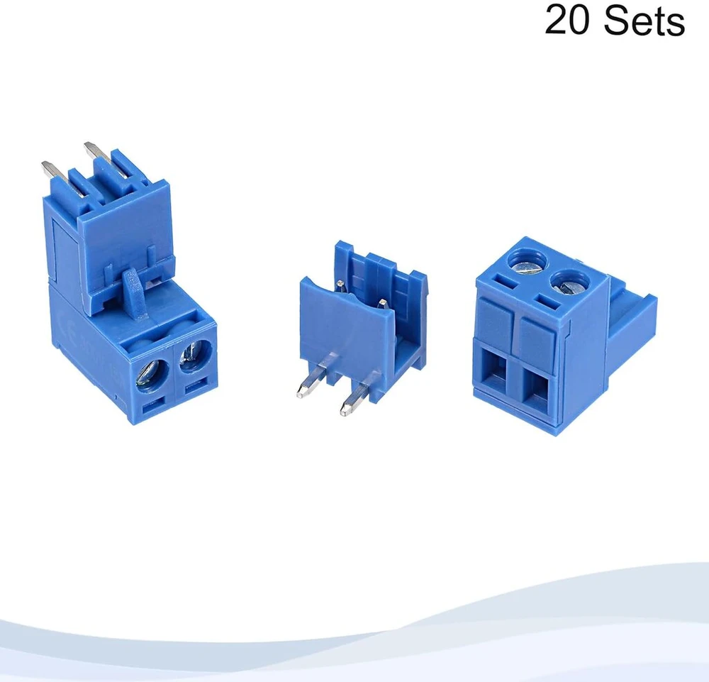 Sourcing map 20 vnt. varžtų gnybtų blokas, skirtas Pcb montavimui, 5.08 mm žingsnis, 2 kontaktų 15a kištukas elektriniams prietaisams