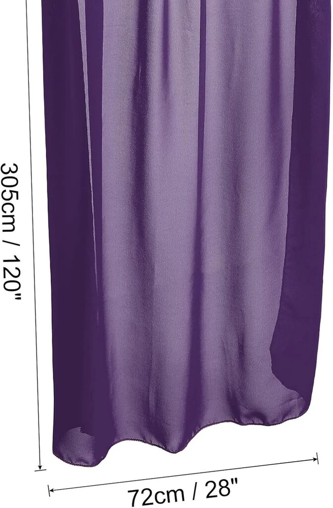 Sourcing map 3 m šifono stalo takelis 28 x 120 cm kaimiškas marlės staltiesė permatomas vestuvių stalo takelis vestuvių nuotakos vakarėlio stalo dekoravimui tamsiai violetinė