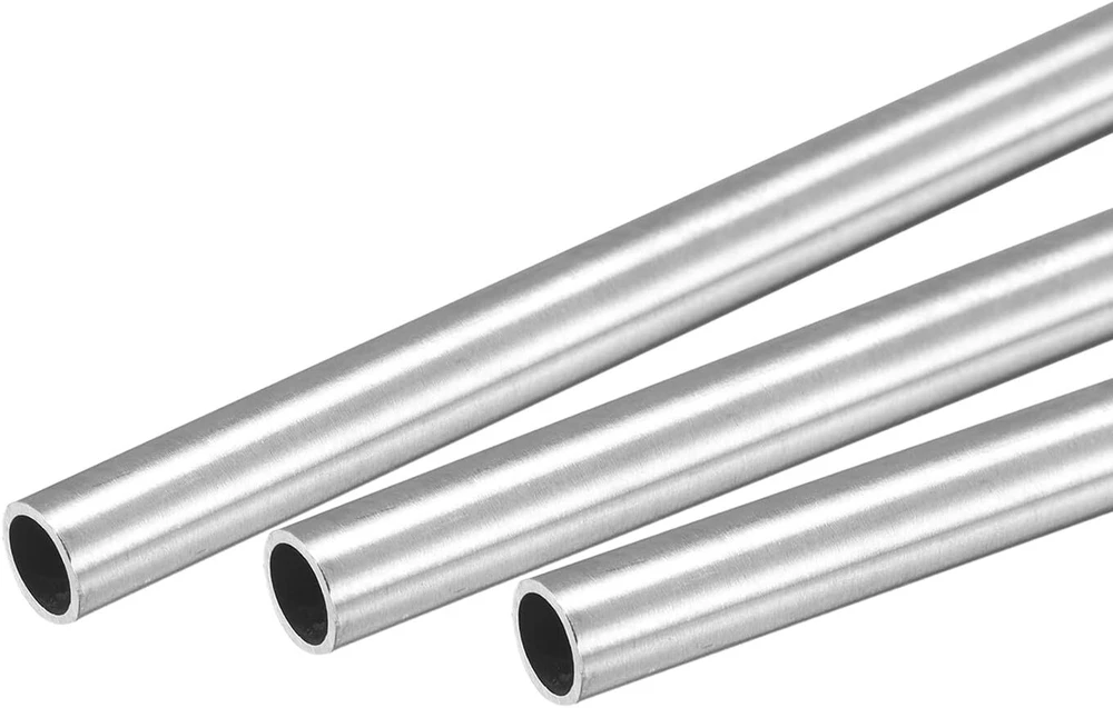 Sourcing map 3 vnt. nerūdijančio plieno vamzdis, 8 mm x 0,8 mm x 300 mm, apvalus vamzdis, nerūdijantis plienas V2a nerūdijančio plieno apvalus vamzdis, Wst 1.4301 tarpinės įvorės, 304 vamzdis, apvalus profilis turėklams, laiptams