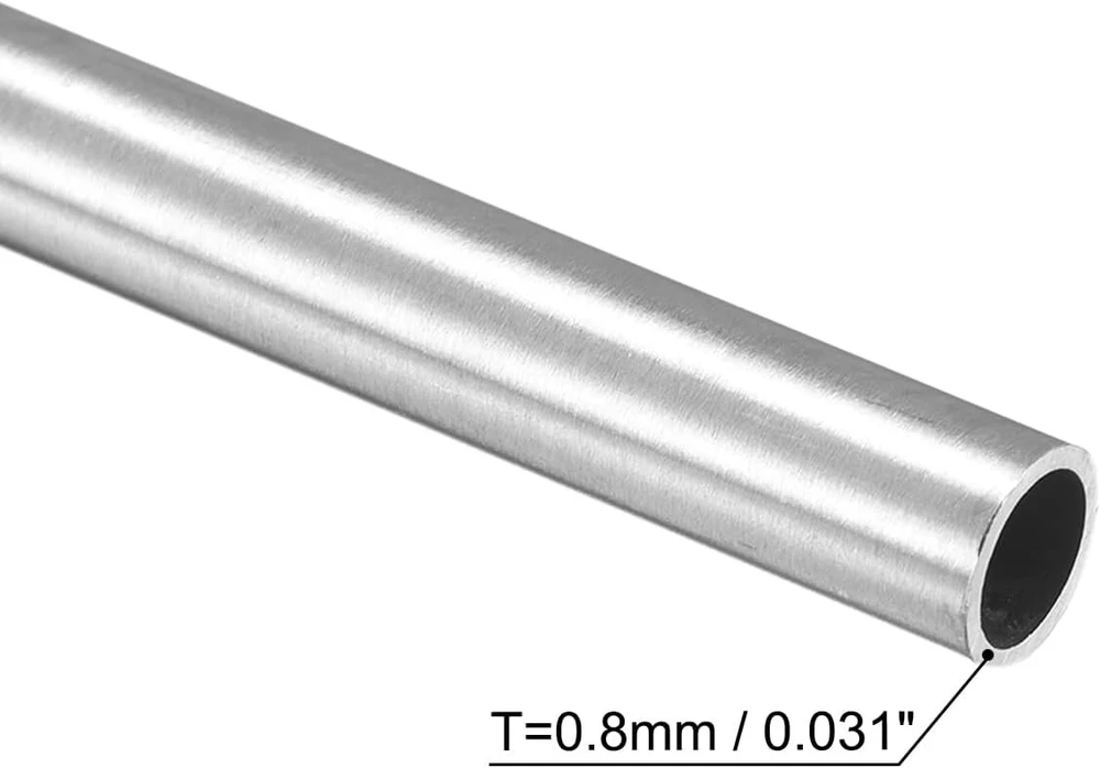 Sourcing map 3 vnt. nerūdijančio plieno vamzdis, 8 mm x 0,8 mm x 300 mm, apvalus vamzdis, nerūdijantis plienas V2a nerūdijančio plieno apvalus vamzdis, Wst 1.4301 tarpinės įvorės, 304 vamzdis, apvalus profilis turėklams, laiptams